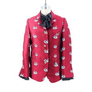 Cooper Trelise Cooper Jacket Swan Song Blazer Burgundy Embroidered Jacquard US 4